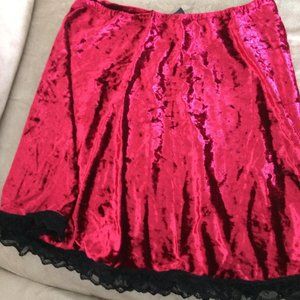 Gothic red velvet short skirt size medium.